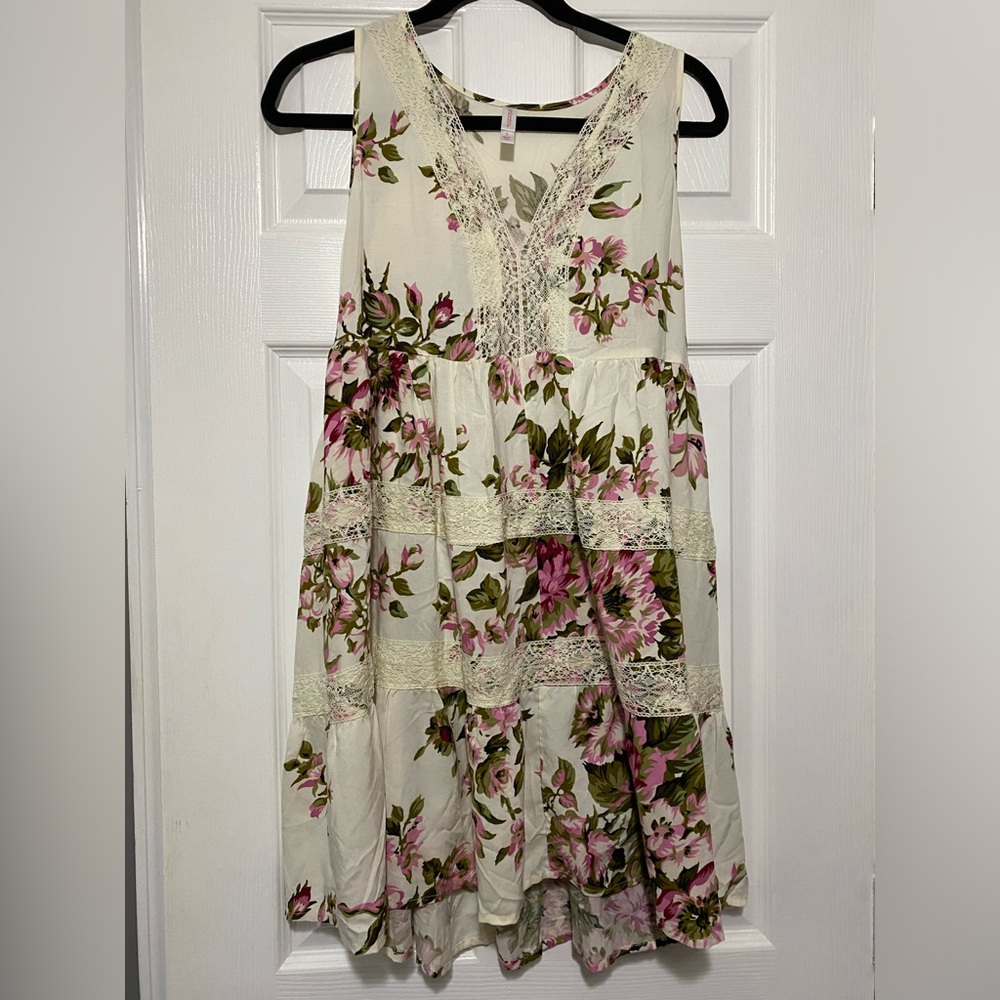 Women’s Xhilaration Floral Sleeveless Dress with Lace Details